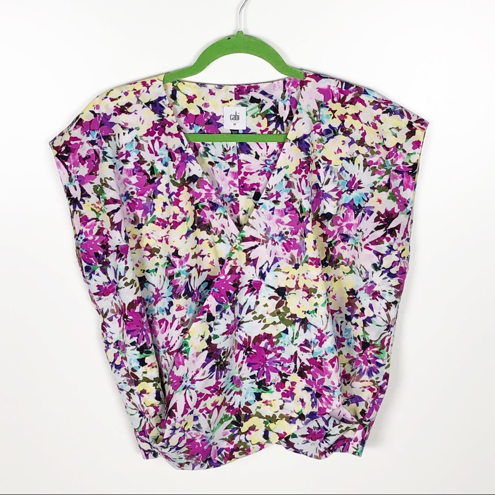 CAbi 5241 Eden floral crossover top size M